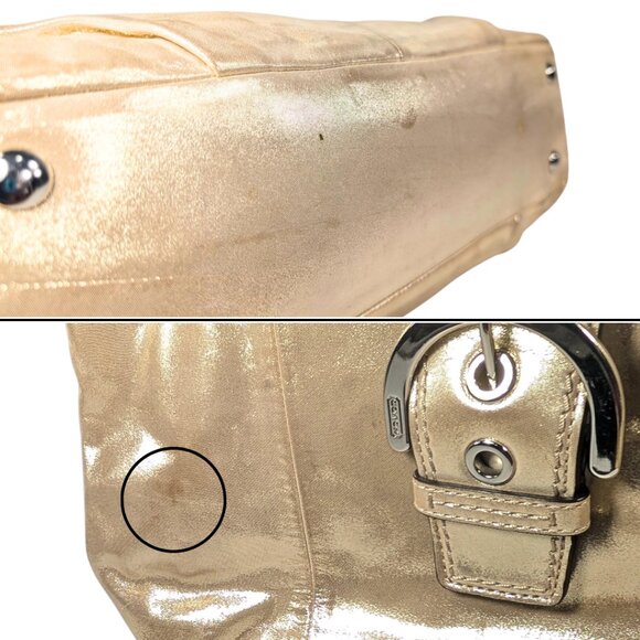 Coach Soho Metallic Gold Leather Shoulder Bag Vintage Y2K F18751